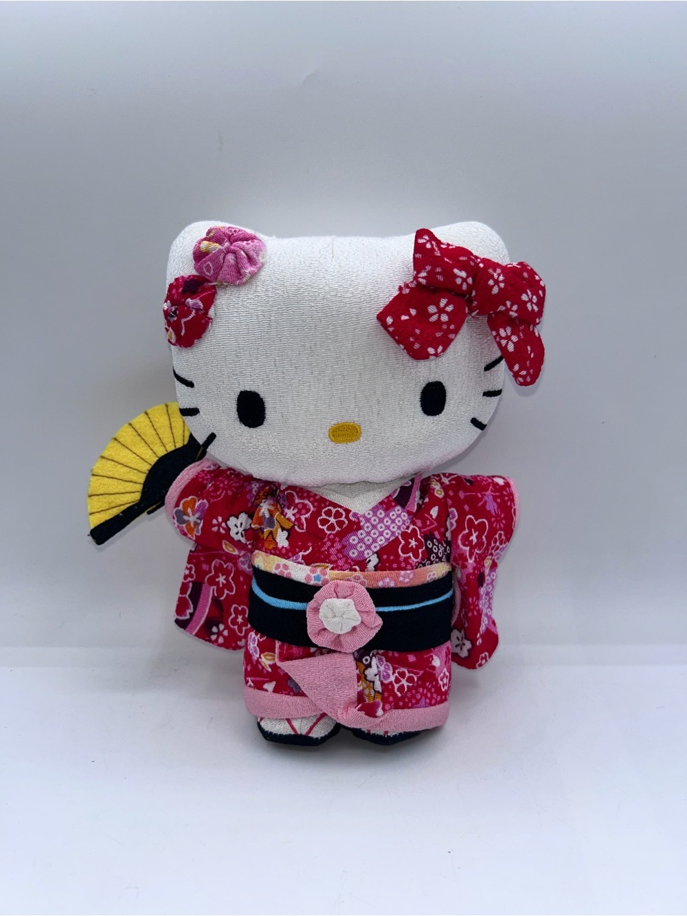 Hello Kitty Pink Floral Kimono Plush with Yellow Fan